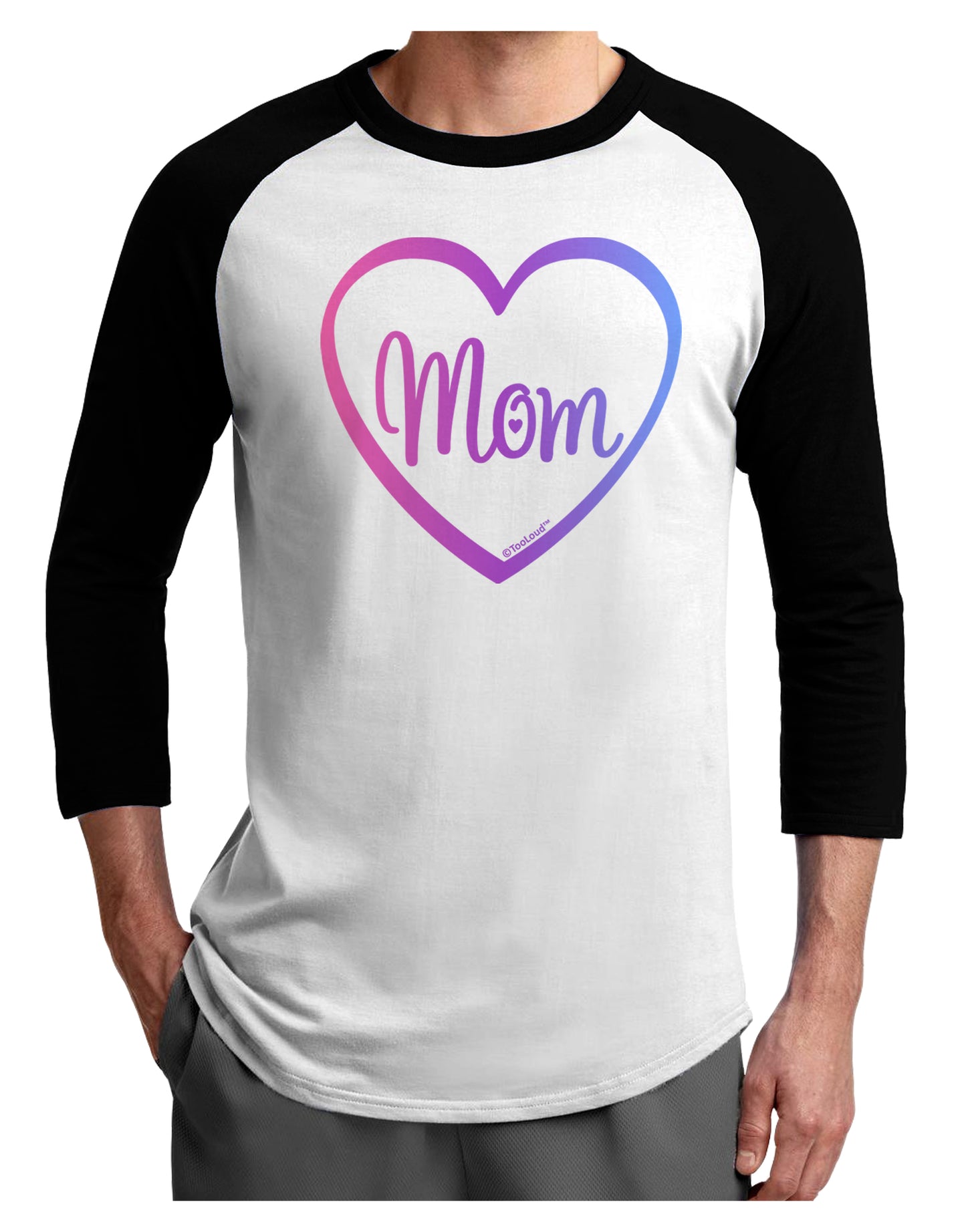 Mom Heart Design - Gradient Colors Adult Raglan Shirt by TooLoud-TooLoud-White-Black-X-Small-Davson Sales