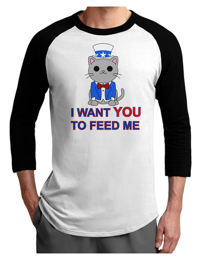 Patriotic Cat I Want You Adult Raglan Shirt by TooLoud-TooLoud-White-Black-X-Small-Davson Sales