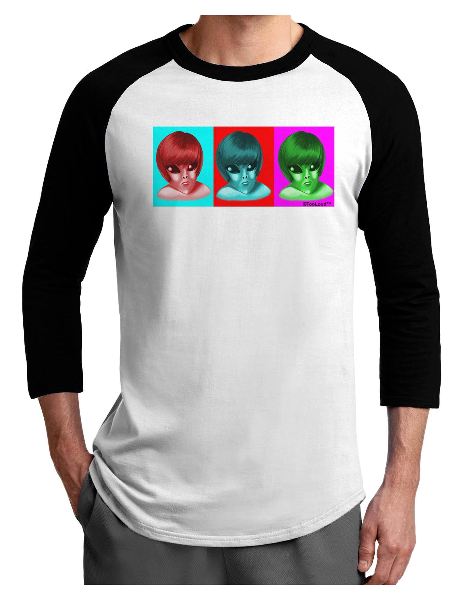 Extraterrestial Pop-art #2 Adult Raglan Shirt by TooLoud-TooLoud-White-Black-X-Small-Davson Sales