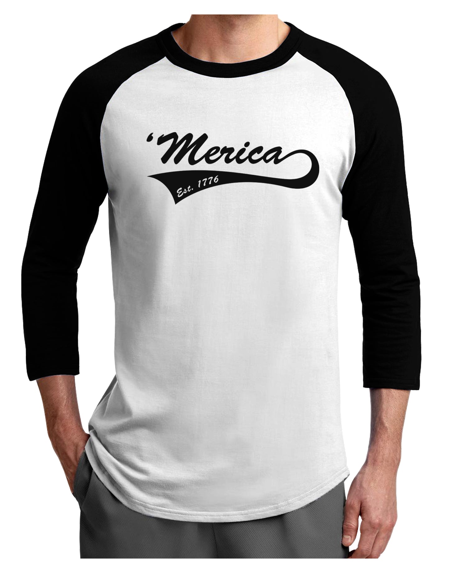 Merica Established 1776 Adult Raglan Shirt by TooLoud-TooLoud-White-Black-X-Small-Davson Sales