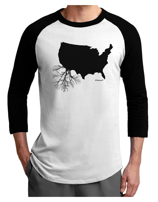 American Roots Design Adult Raglan Shirt by TooLoud-TooLoud-White-Black-X-Small-Davson Sales