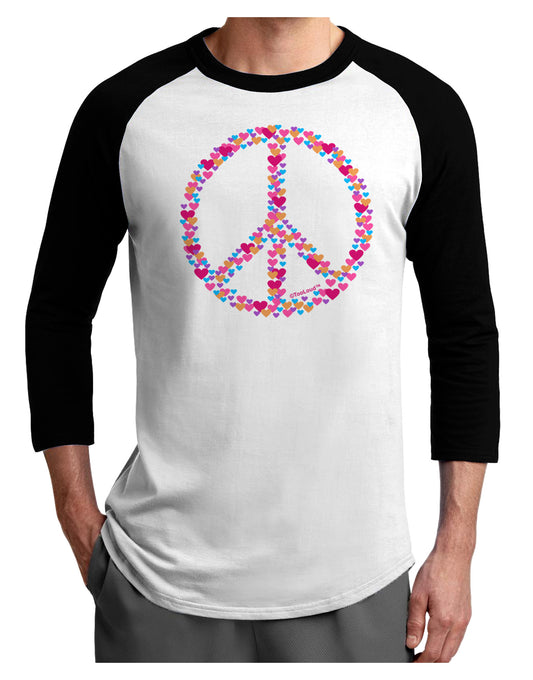 Peace Sign Hearts Adult Raglan Shirt-Raglan Shirt-TooLoud-White-Black-X-Small-Davson Sales