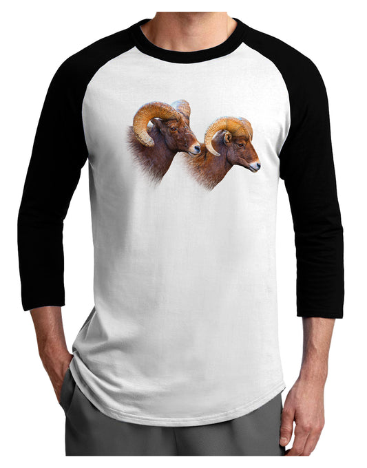 TooLoud Two Majestic Bighorn Rams Adult Raglan Shirt-Raglan Shirt-TooLoud-White-Black-X-Small-Davson Sales