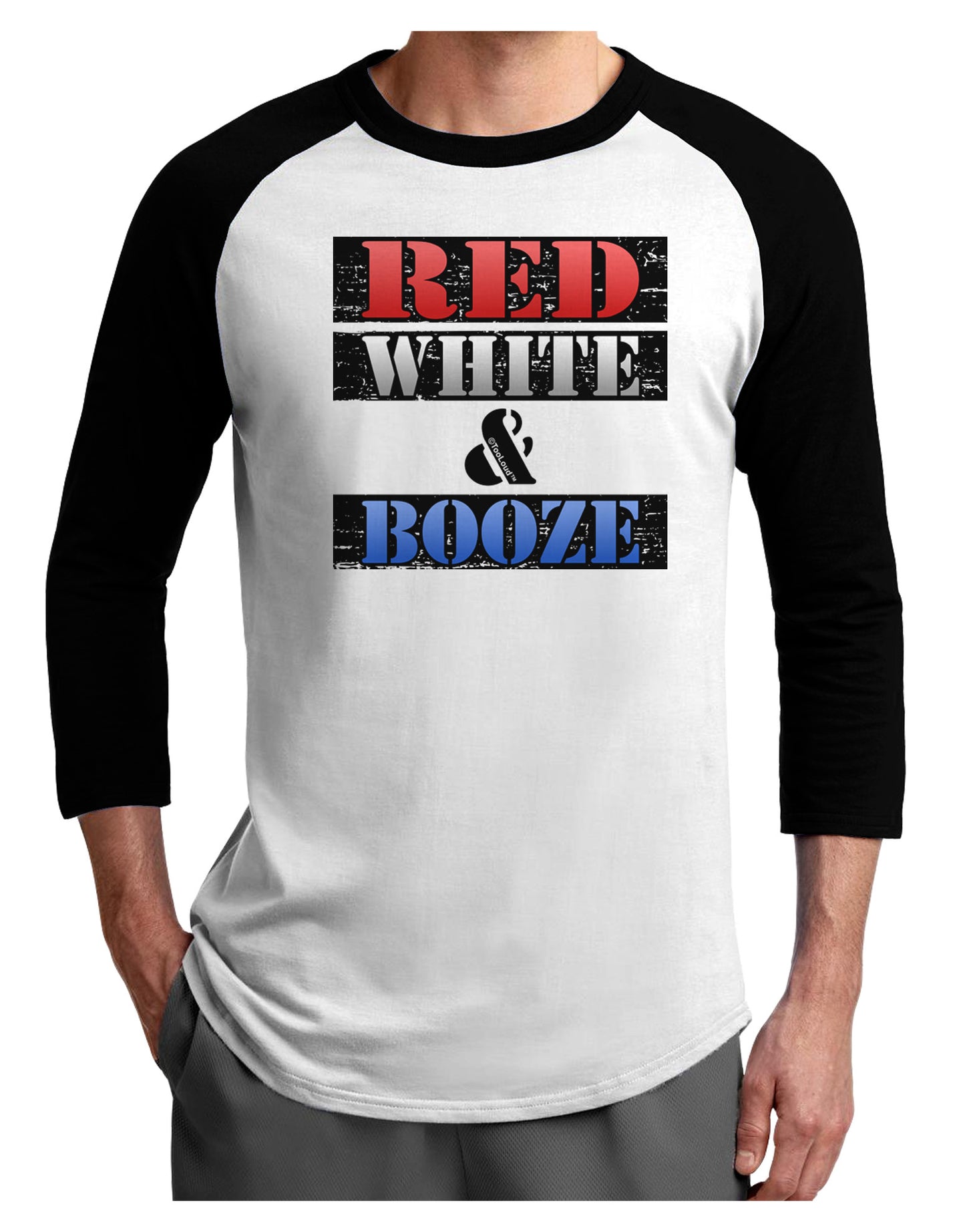 Red White & Booze Adult Raglan Shirt-Raglan Shirt-TooLoud-White-Black-X-Small-Davson Sales