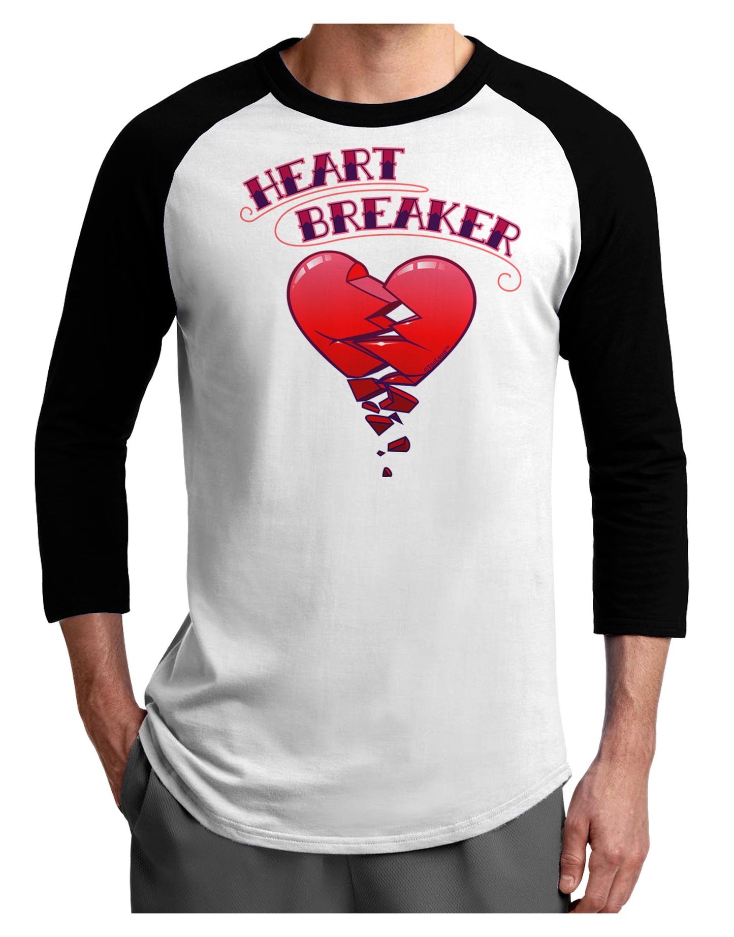 Heart Breaker Cute Adult Raglan Shirt by-Raglan Shirt-TooLoud-White-Black-X-Small-Davson Sales