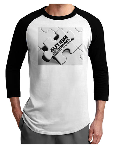 Autism Awareness - Puzzle Black & White Adult Raglan Shirt