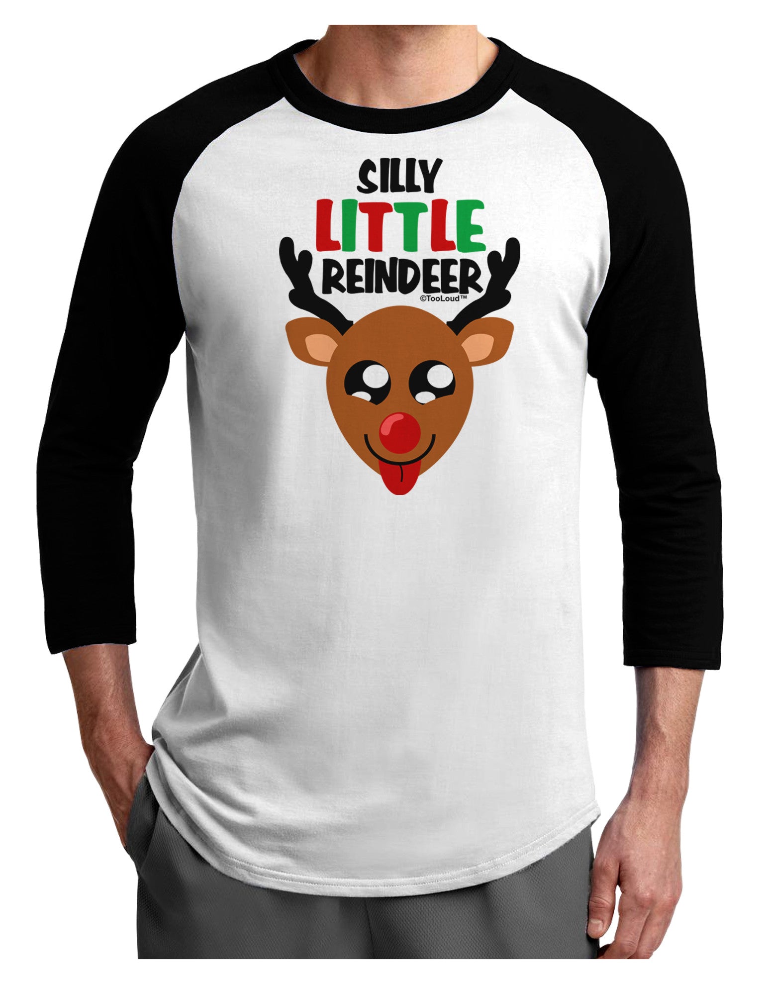 Silly Little Reindeer Matching Deer Adult Raglan Shirt-Raglan Shirt-TooLoud-White-Black-X-Small-Davson Sales