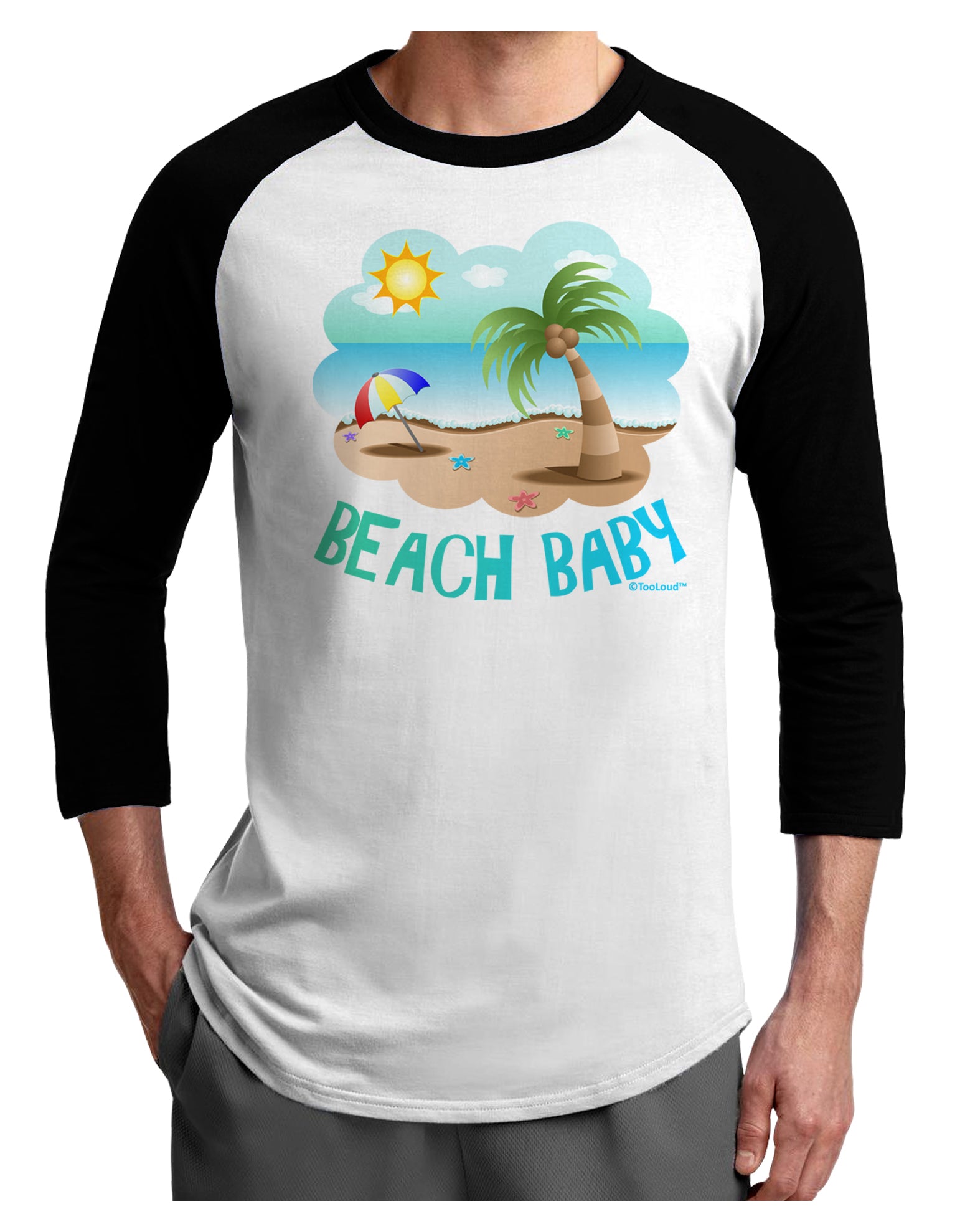 Fun Summer Beach Scene - Beach Baby Adult Raglan Shirt by TooLoud-TooLoud-White-Black-X-Small-Davson Sales