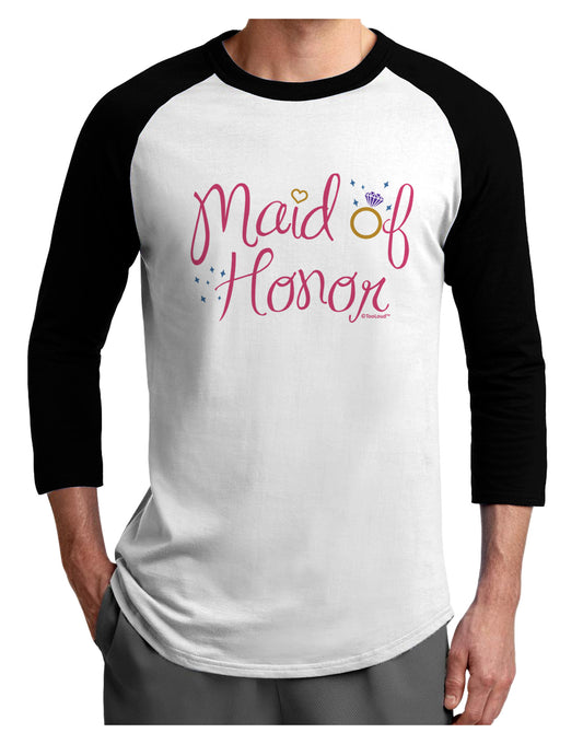 Maid of Honor - Diamond Ring Design - Color Adult Raglan Shirt-TooLoud-White-Black-X-Small-Davson Sales