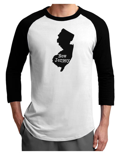 New Jersey - United States Shape Adult Raglan Shirt by TooLoud-TooLoud-White-Black-X-Small-Davson Sales