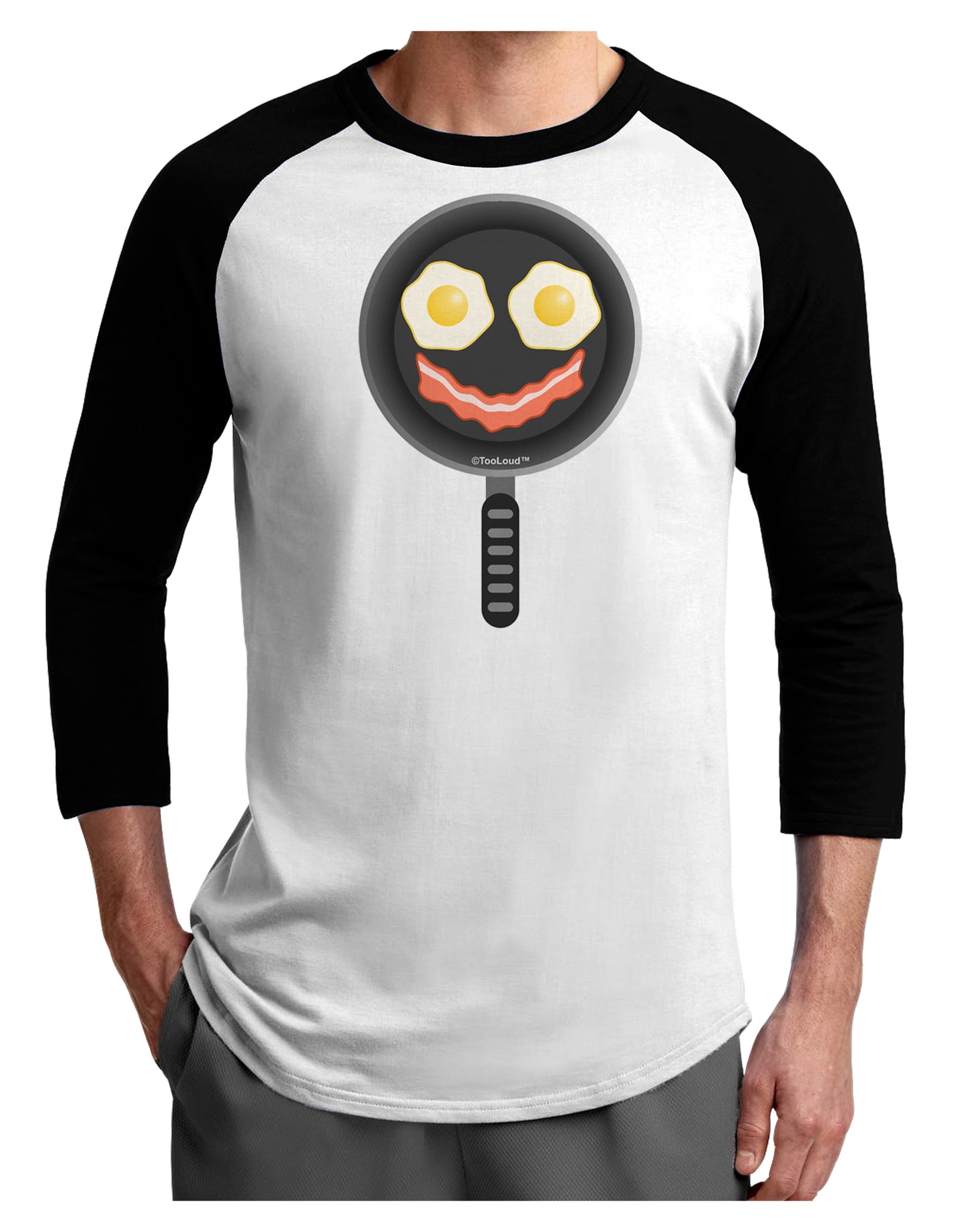 Eggs and Bacon Smiley Face Adult Raglan Shirt by TooLoud-TooLoud-White-Black-X-Small-Davson Sales