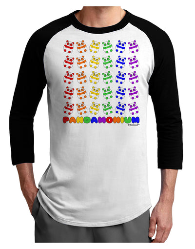 Pandamonium Rainbow Pandas Adult Raglan Shirt by TooLoud-TooLoud-White-Black-X-Small-Davson Sales