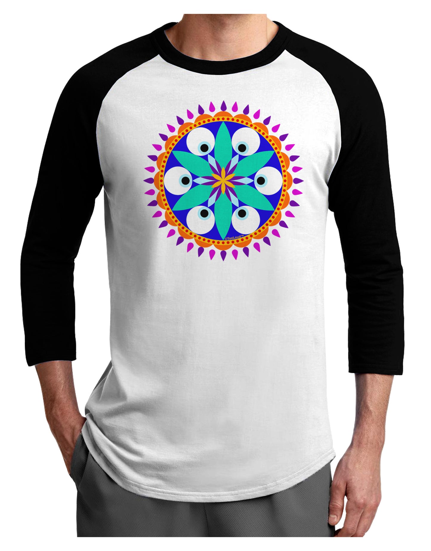 Evil Eye Protection Mandala Adult Raglan Shirt by-Raglan Shirt-TooLoud-White-Black-X-Small-Davson Sales