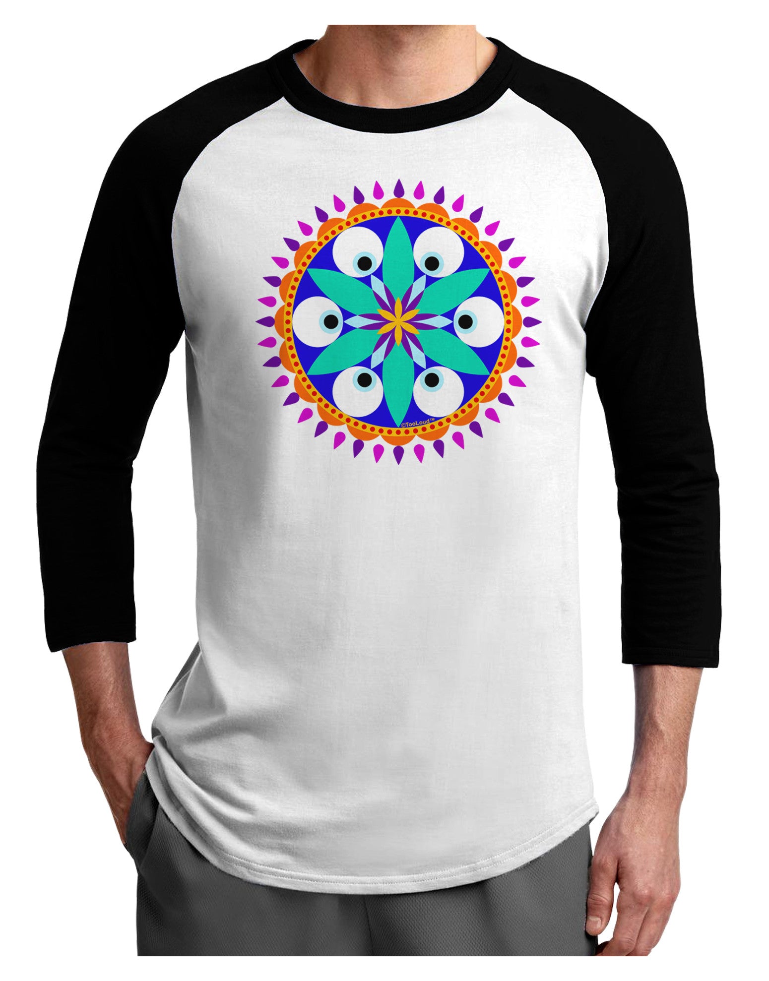 Evil Eye Protection Mandala Adult Raglan Shirt by-Raglan Shirt-TooLoud-White-Black-X-Small-Davson Sales