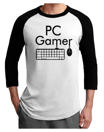 PC Gamer BnW Adult Raglan Shirt-TooLoud-White-Black-X-Small-Davson Sales