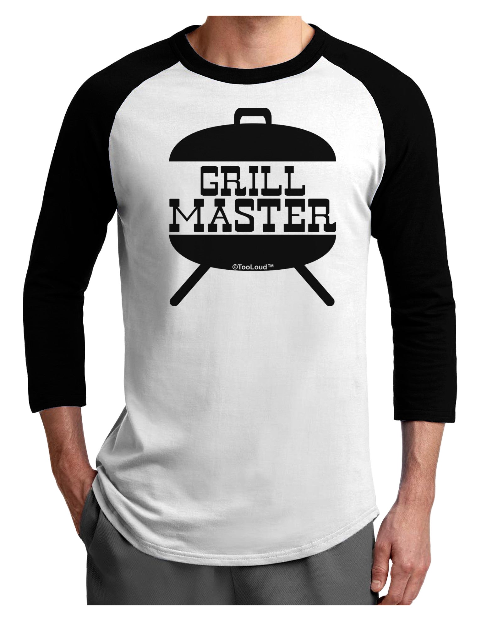 Grill Master Grill Design Adult Raglan Shirt-Raglan Shirt-TooLoud-White-Black-X-Small-Davson Sales
