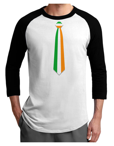 Faux Irish Flag Tie St Patricks Day Adult Raglan Shirt-Raglan Shirt-TooLoud-White-Black-X-Small-Davson Sales