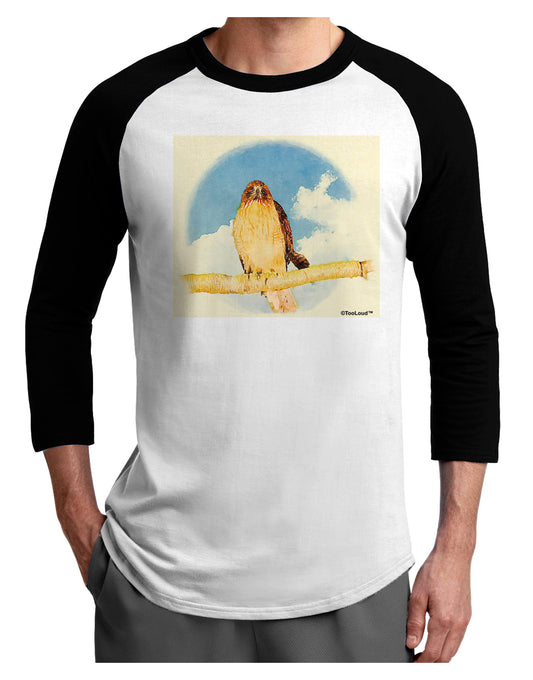 Red-tailed Hawk Adult Raglan Shirt-TooLoud-White-Black-X-Small-Davson Sales