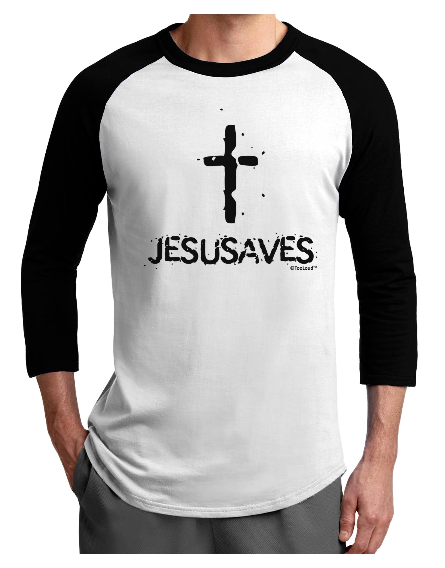 JESUSAVES - Jesus Saves Cross Design Adult Raglan Shirt by TooLoud-TooLoud-White-Black-X-Small-Davson Sales