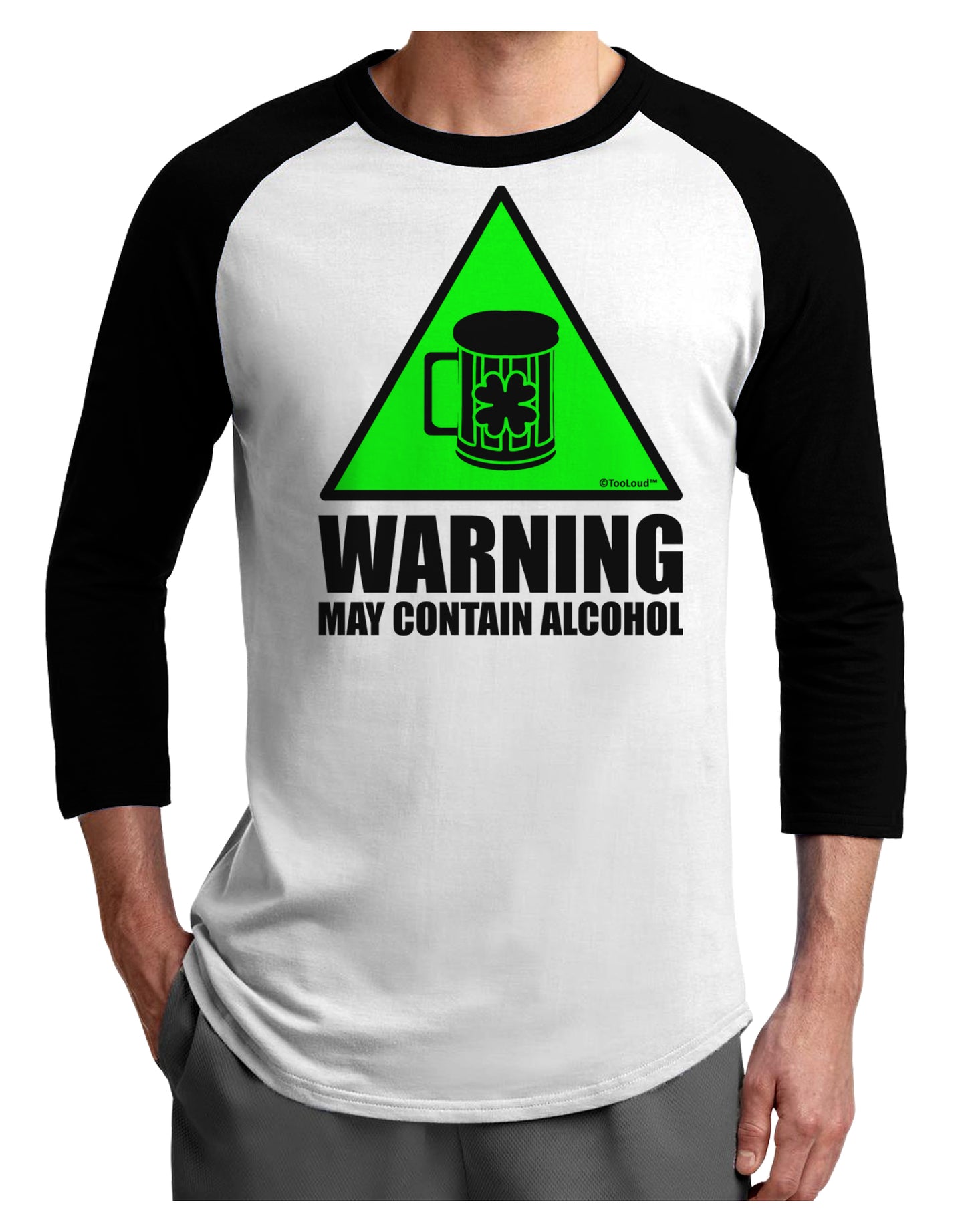 Warning May Contain Alcohol Adult Raglan Shirt by TooLoud-TooLoud-White-Black-X-Small-Davson Sales
