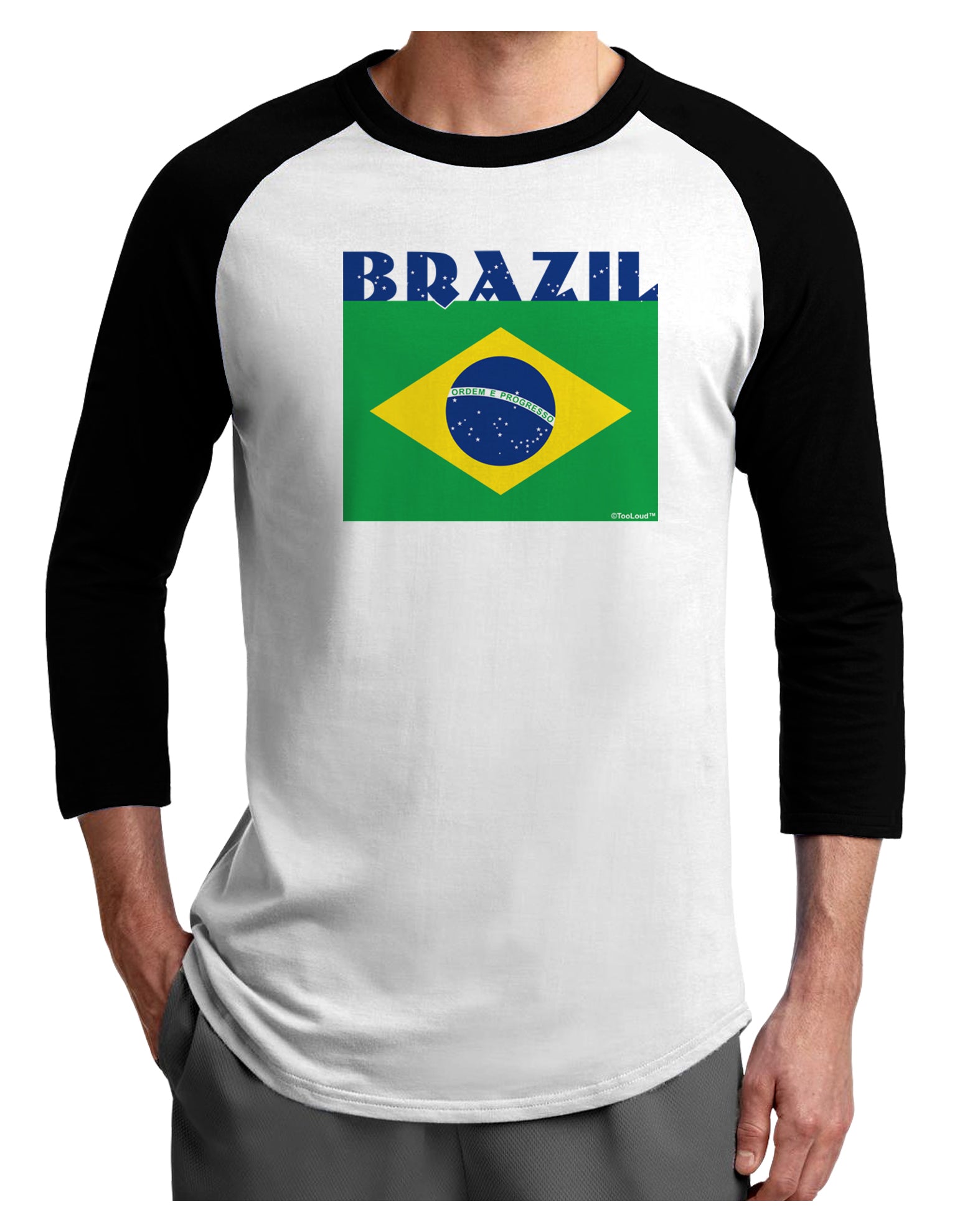 Brazil Flag Adult Raglan Shirt-Raglan Shirt-TooLoud-White-Black-X-Small-Davson Sales