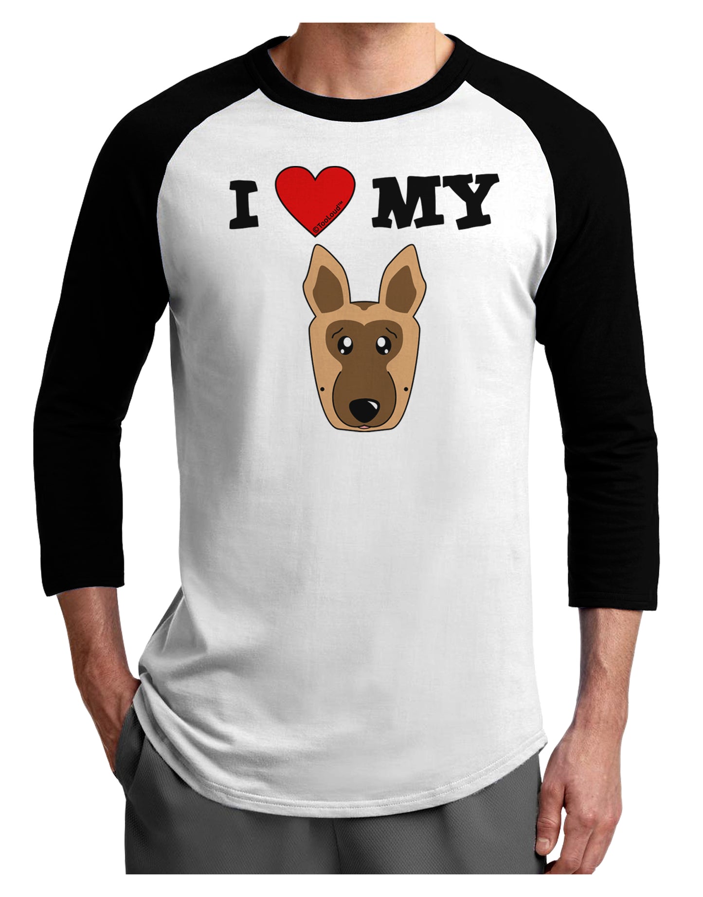 I Heart My - Cute German Shepherd Dog Adult Raglan Shirt by TooLoud-TooLoud-White-Black-X-Small-Davson Sales