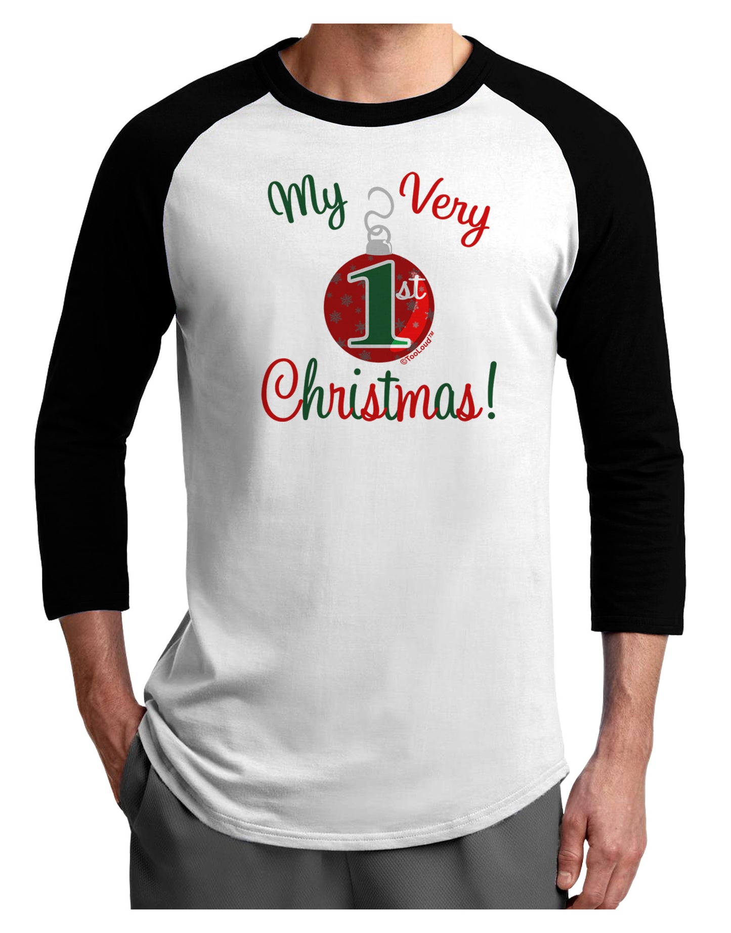 My Very 1st Christmas Adult Raglan Shirt-Raglan Shirt-TooLoud-White-Black-X-Small-Davson Sales
