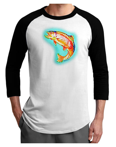 Rainbow Trout WaterColor Adult Raglan Shirt-Raglan Shirt-TooLoud-White-Black-X-Small-Davson Sales