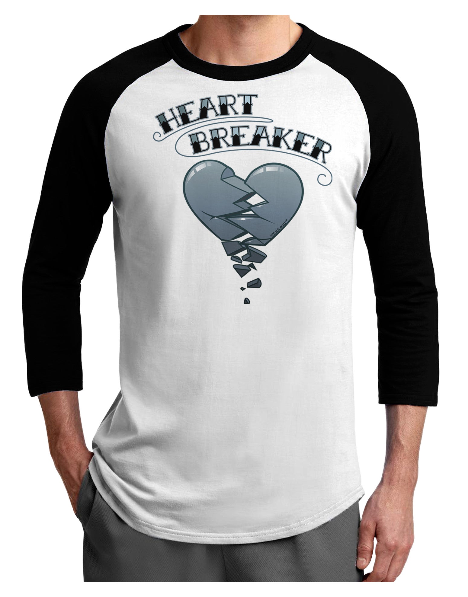 Heart Breaker Manly Adult Raglan Shirt by-Raglan Shirt-TooLoud-White-Black-X-Small-Davson Sales