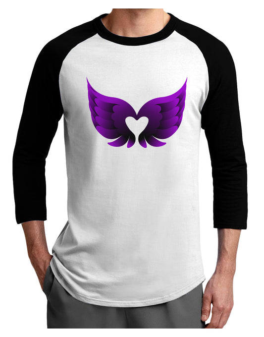 Cute Dark Angel Wings Black and Purple Heart Adult Raglan Shirt-TooLoud-White-Black-X-Small-Davson Sales