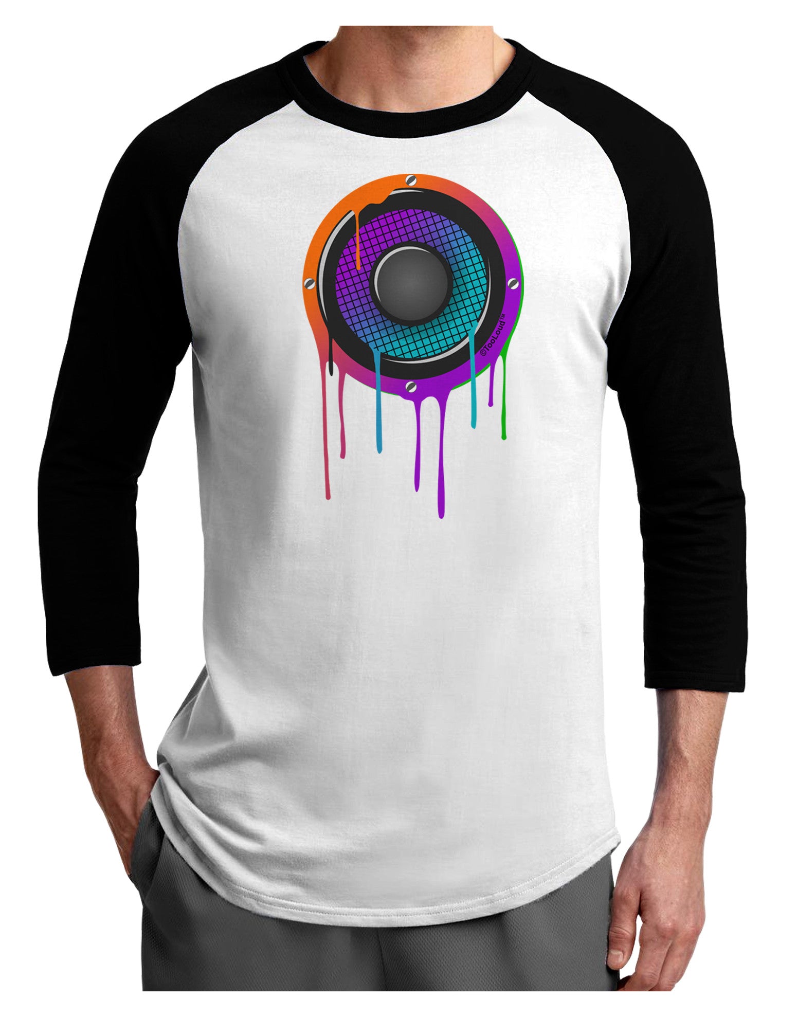Paint Drips Speaker Adult Raglan Shirt-Raglan Shirt-TooLoud-White-Black-X-Small-Davson Sales