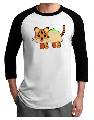 Cute Taco Tiger Adult Raglan Shirt-TooLoud-White-Black-X-Small-Davson Sales
