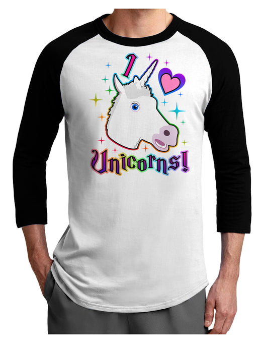 I love Unicorns Adult Raglan Shirt-Raglan Shirt-TooLoud-White-Black-X-Small-Davson Sales