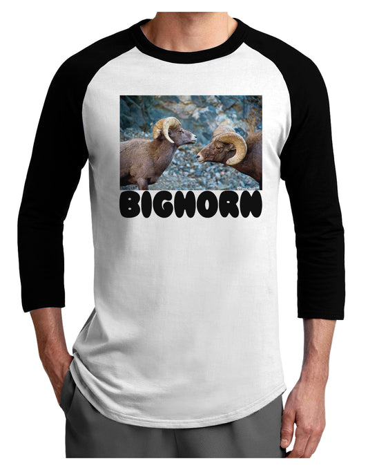 Two Bighorn Rams Text Adult Raglan Shirt-TooLoud-White-Black-X-Small-Davson Sales