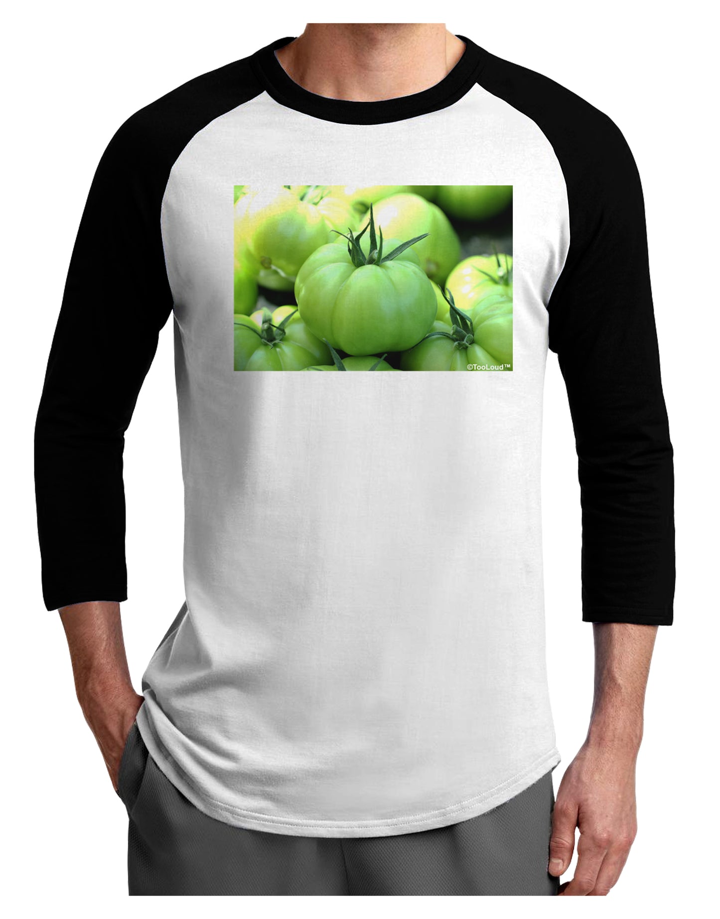 Buy Local - Green Tomatoes Adult Raglan Shirt-TooLoud-White-Black-X-Small-Davson Sales