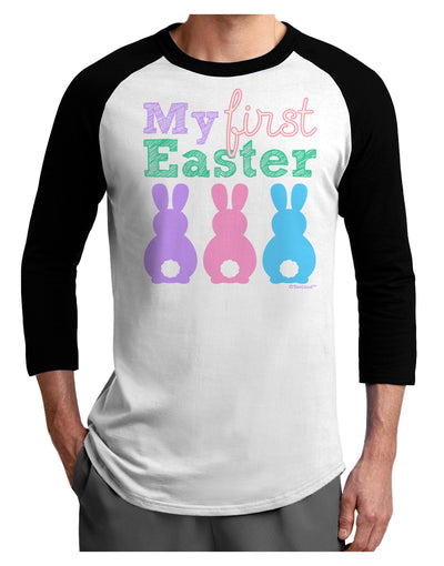 My First Easter - Three Bunnies Adult Raglan Shirt by TooLoud-TooLoud-White-Black-X-Small-Davson Sales