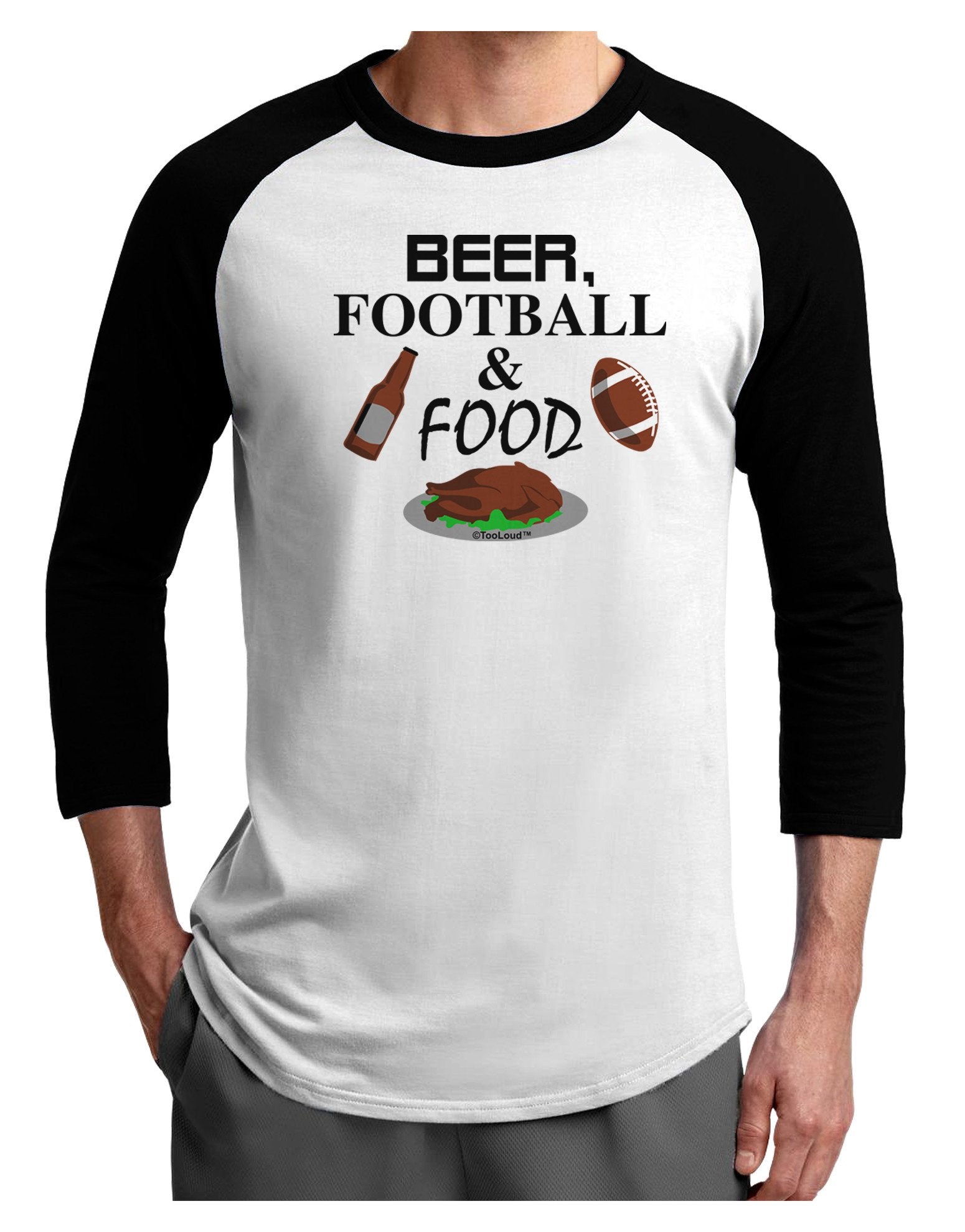 Beer Football Food Adult Raglan Shirt-Raglan Shirt-TooLoud-White-Black-XXX-Large-Davson Sales