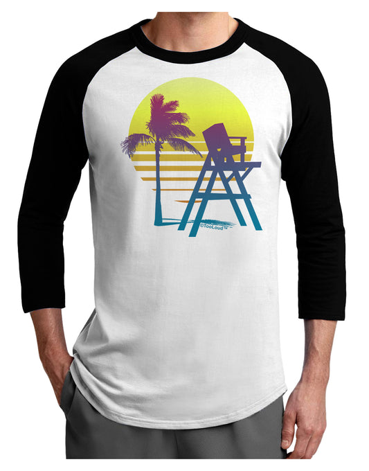 LA Beach Silhouette Letters Adult Raglan Shirt-Raglan Shirt-TooLoud-White-Black-X-Small-Davson Sales
