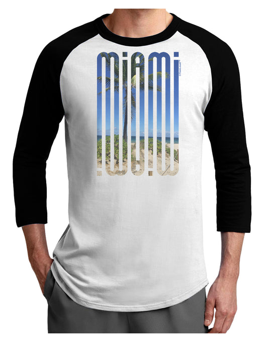 Miami Beach View Mirage Adult Raglan Shirt-Raglan Shirt-TooLoud-White-Black-X-Small-Davson Sales