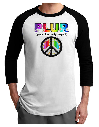 PLUR Rainbow Adult Raglan Shirt-Raglan Shirt-TooLoud-White-Black-X-Small-Davson Sales