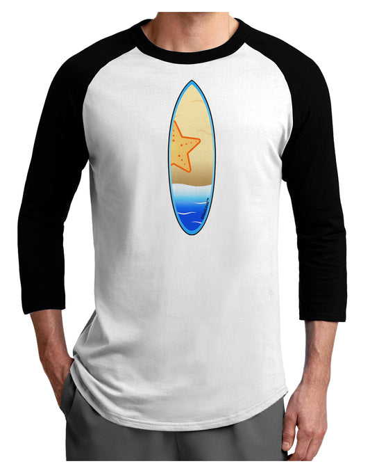 Starfish Surfboard Adult Raglan Shirt by TooLoud-TooLoud-White-Black-X-Small-Davson Sales