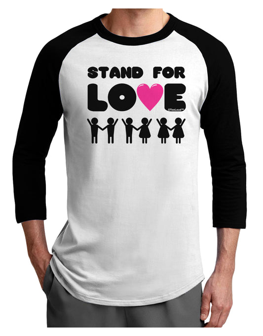 Stand For Love Pink Heart Adult Raglan Shirt-TooLoud-White-Black-X-Small-Davson Sales