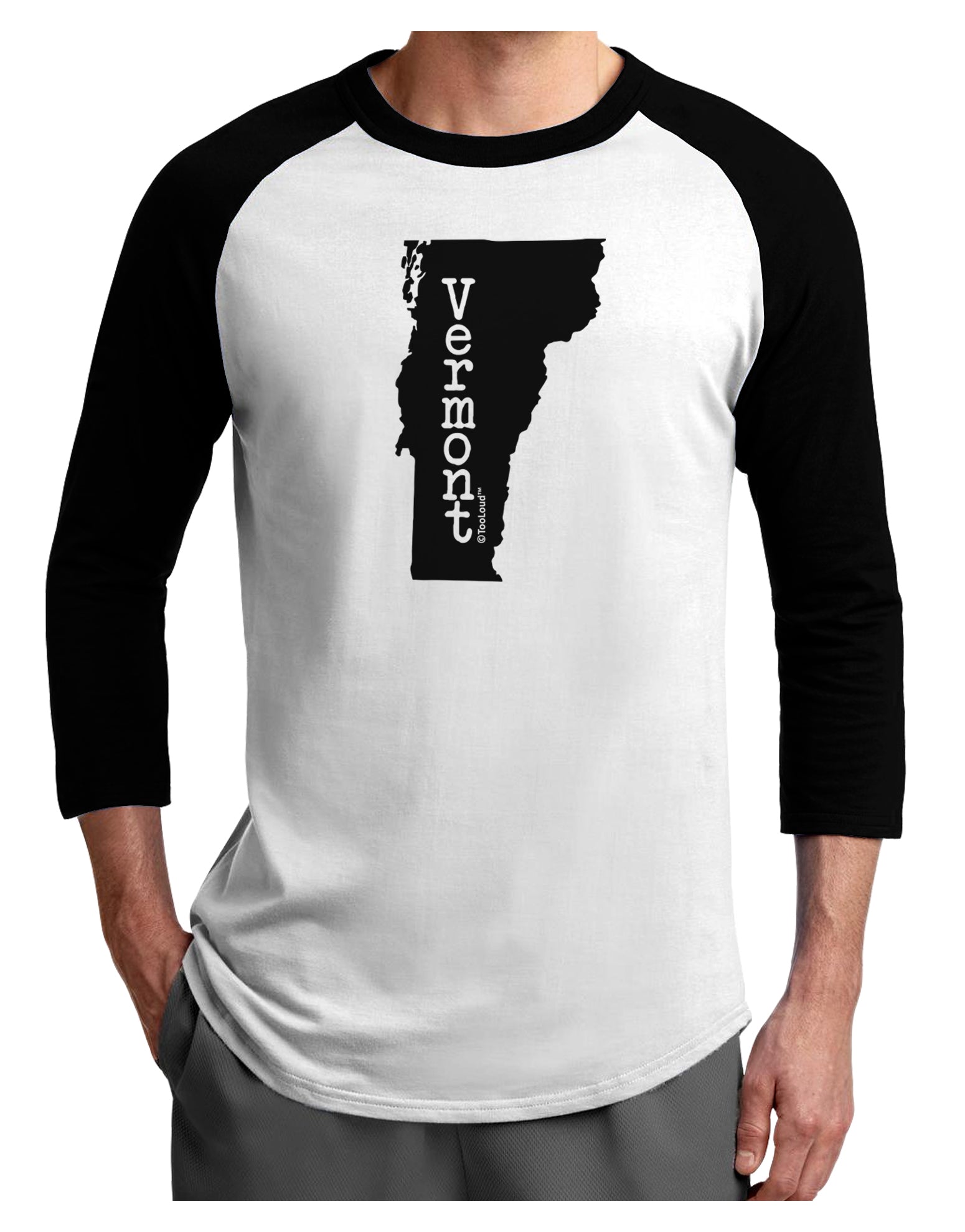 Vermont - United States Shape Adult Raglan Shirt by TooLoud-TooLoud-White-Black-X-Small-Davson Sales
