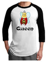 Queen Bee Text 2 Adult Raglan Shirt-TooLoud-White-Black-X-Small-Davson Sales