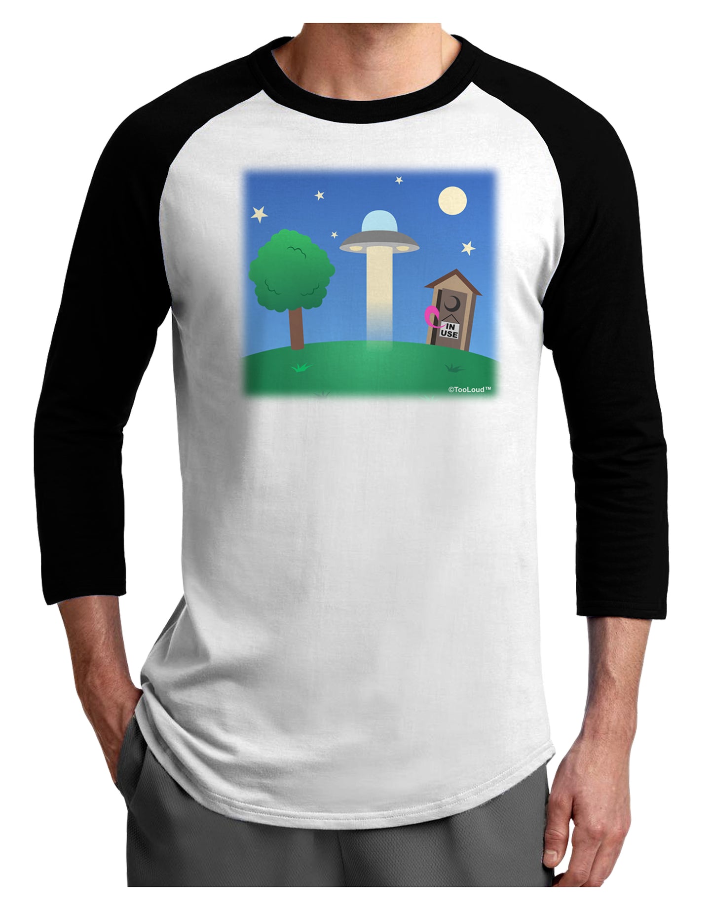 UFO Stopping At an Out-house Adult Raglan Shirt by TooLoud-TooLoud-White-Black-X-Small-Davson Sales