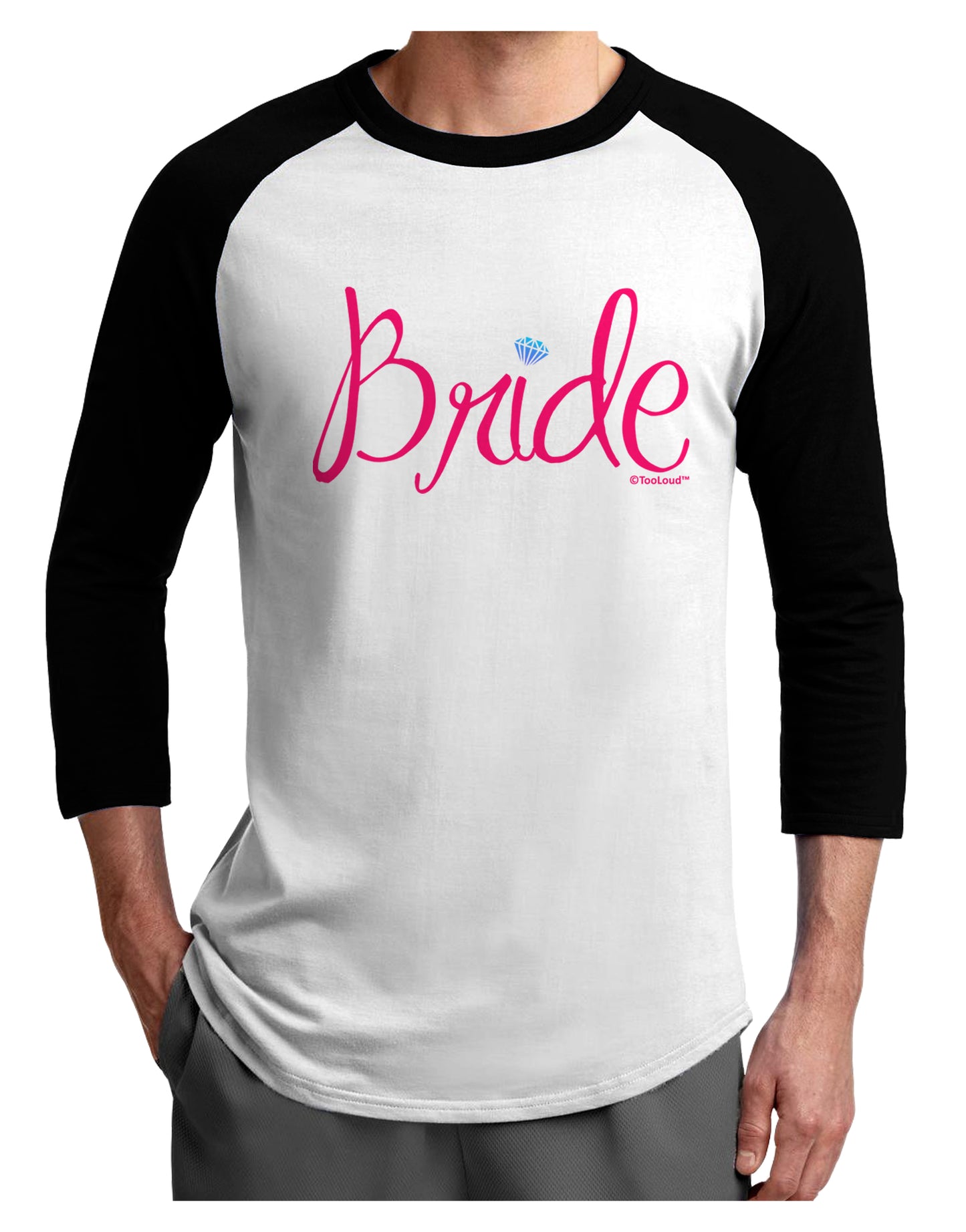 Bride Design - Diamond - Color Adult Raglan Shirt-TooLoud-White-Black-X-Small-Davson Sales