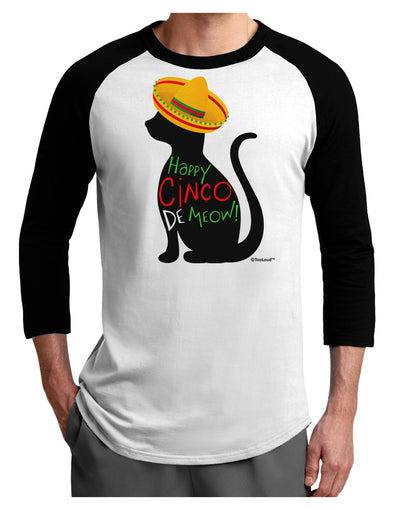 Happy Cinco de Meow - Cinco de Mayo Cat Adult Raglan Shirt by TooLoud-TooLoud-White-Black-X-Small-Davson Sales