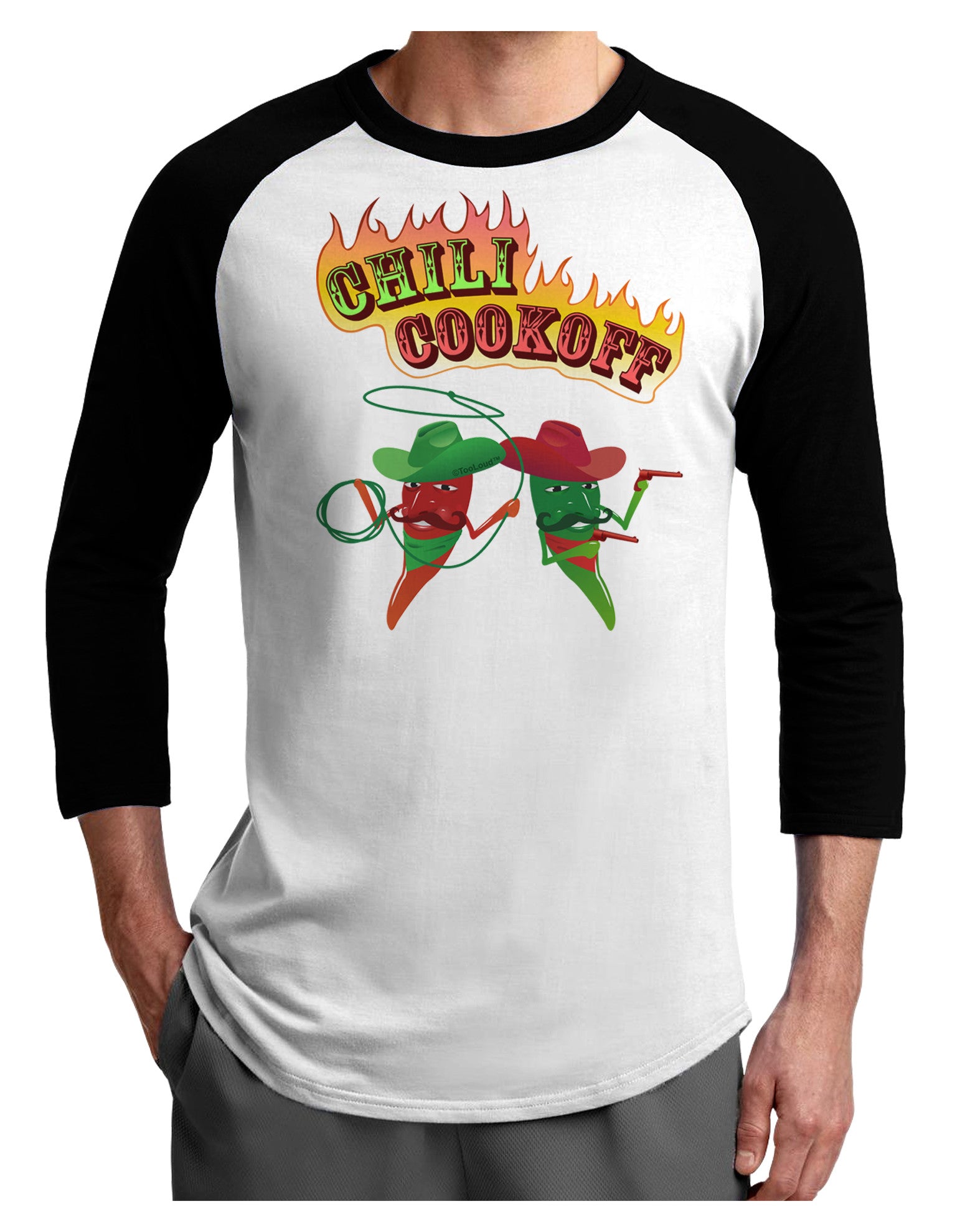 Cowboy Chili Cookoff Adult Raglan Shirt-Raglan Shirt-TooLoud-White-Black-X-Small-Davson Sales