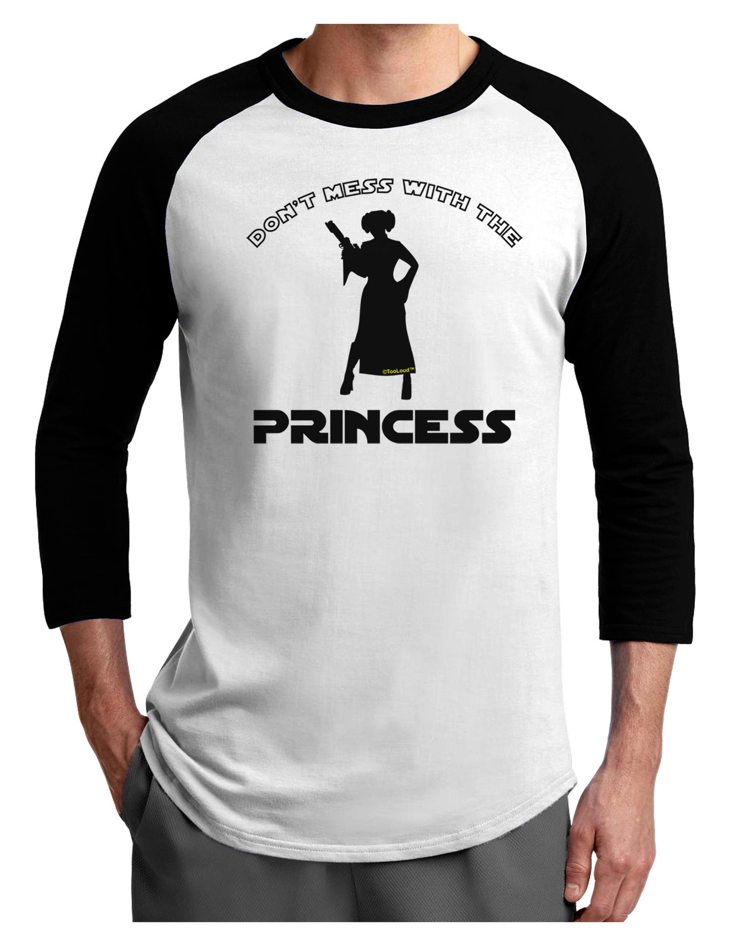 Don't Mess With The Princess Adult Raglan Shirt-TooLoud-White-Black-X-Small-Davson Sales
