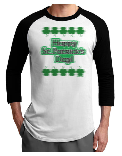 Seeing Double St. Patrick's Day Adult Raglan Shirt-TooLoud-White-Black-X-Small-Davson Sales